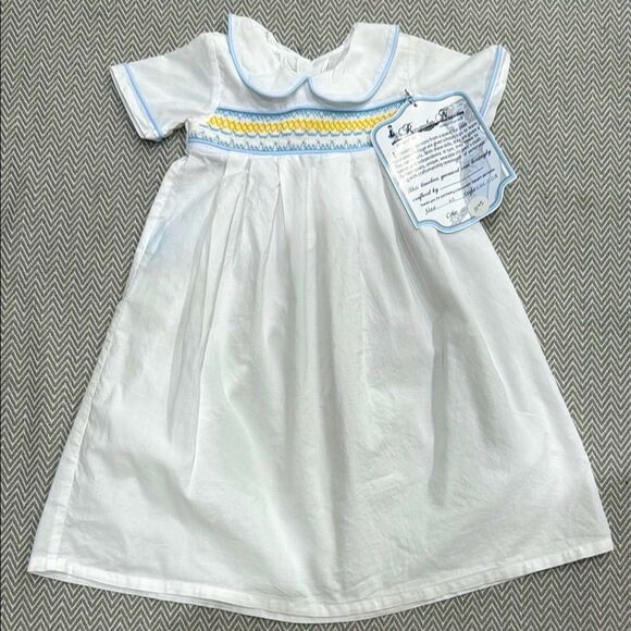 Remember Nguyen White Dress with Blue and Yellow Accents - Picture 1 of 7